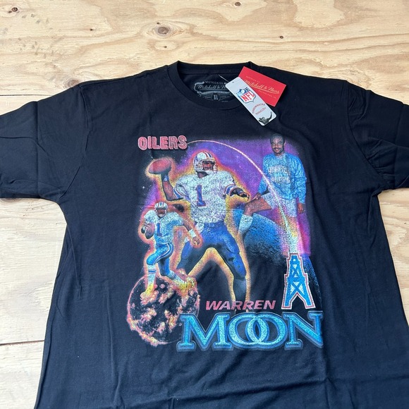 XL - Men's Mitchell and Ness Oilers Titans Warren Moon Short Sleeve T-Shirt NWT - Picture 2 of 11